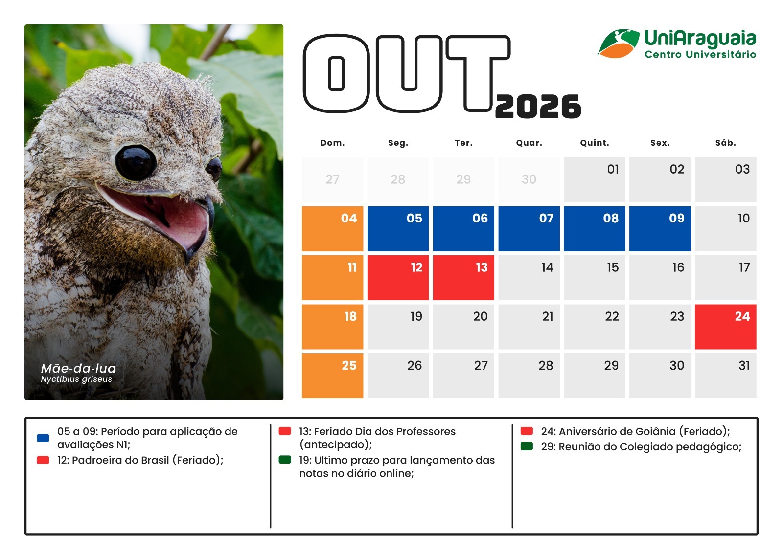 UniAraguaia - Calendário Acadêmico