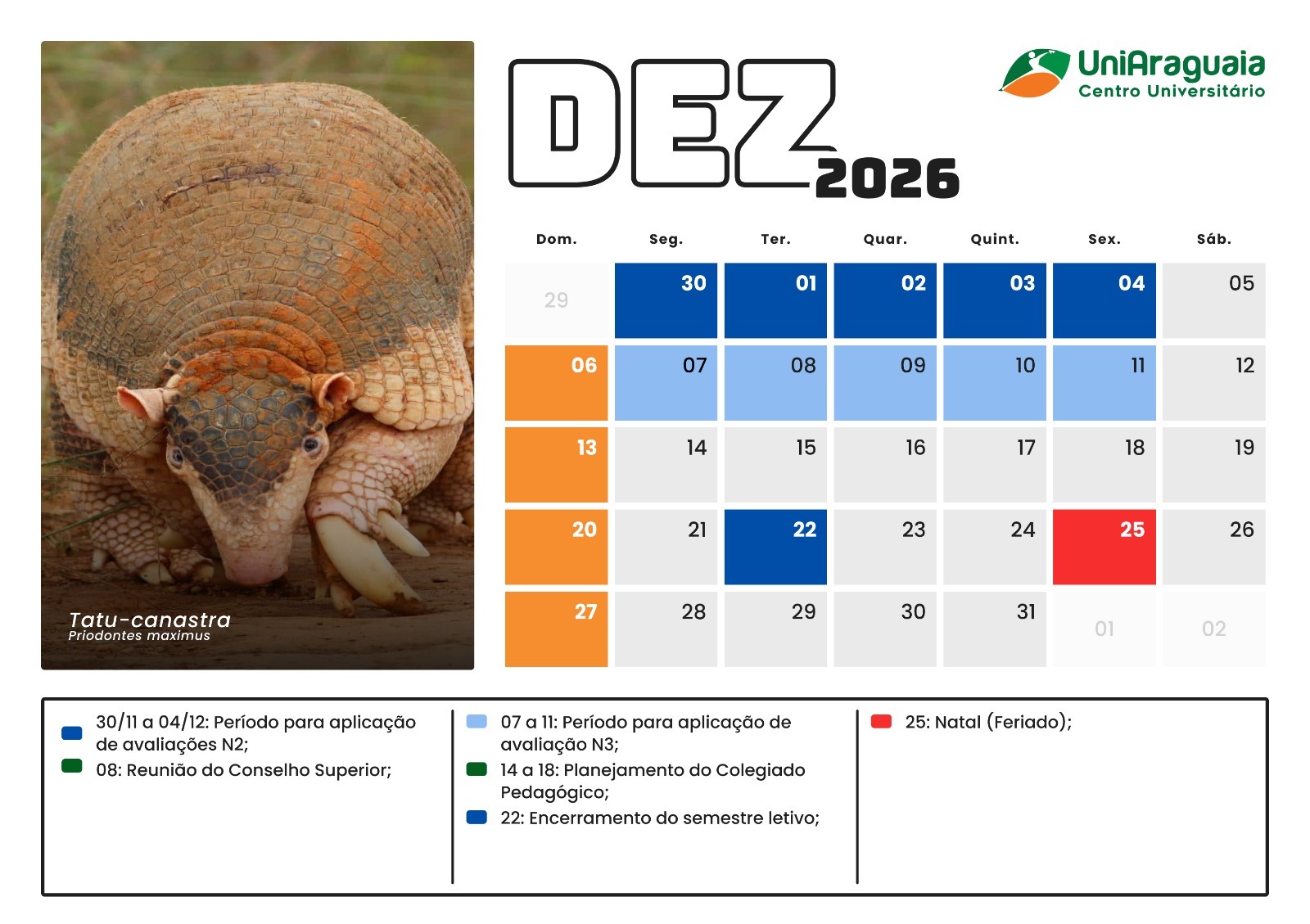 UniAraguaia - Calendário Acadêmico